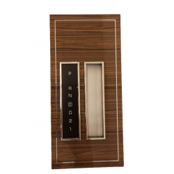86-88 Cutlass/442/Calais Chrome and  Teakwood Grain Top Shifter Plate